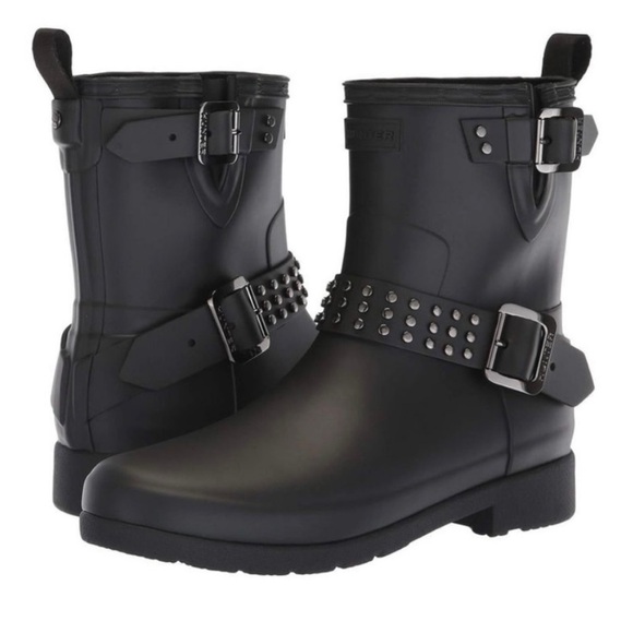 NWOT Hunter Refined Black Stud Short Boots, Size 9 - Never Worn, No Box - Picture 8 of 16